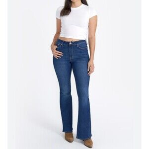 NWT Seven7 Felicity Slim Flare High Rise Blue Denim Jeans Womens Size 14 NEW $79